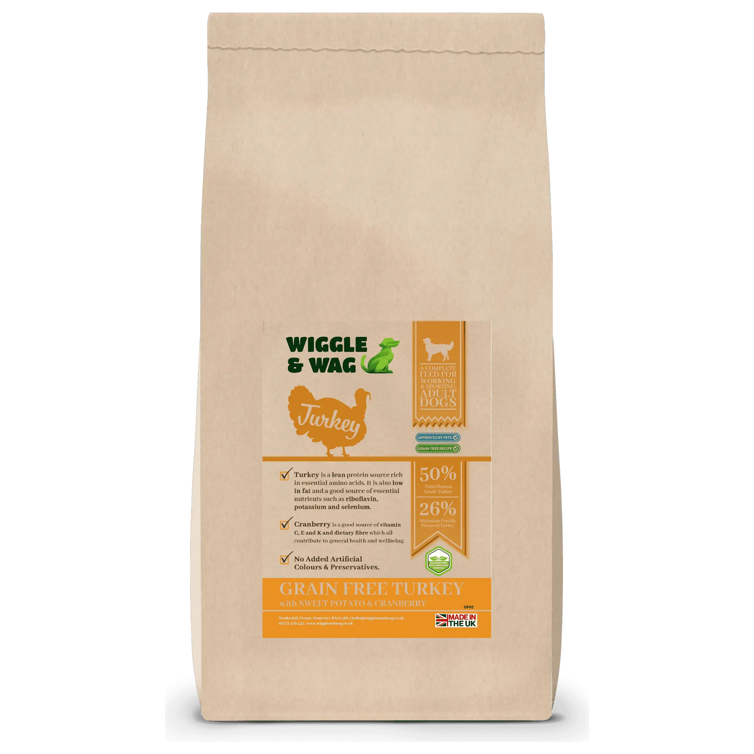 Wiggle & Wag Grain Free Turkey Dog Food