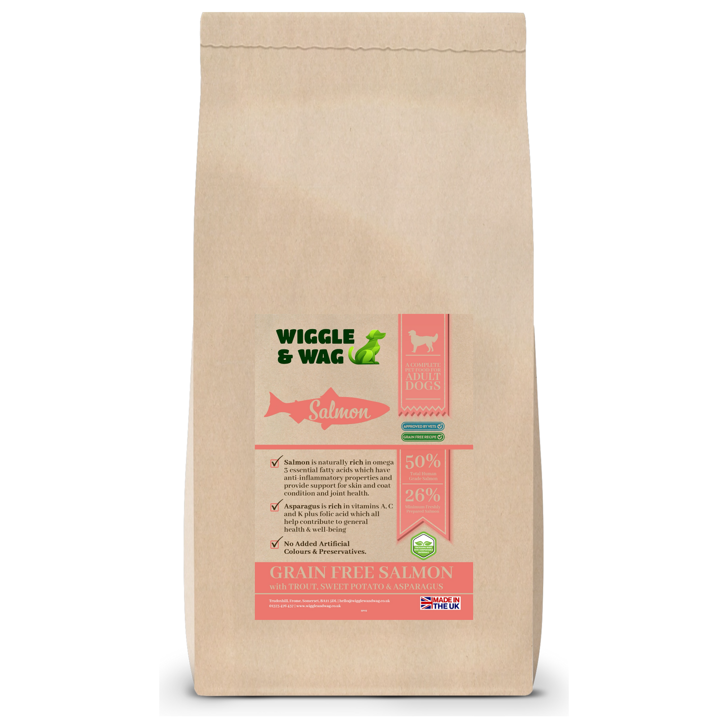 Wiggle & Wag Grain Free Salmon & Trout Dog Food | Sweet Potato (Adult)