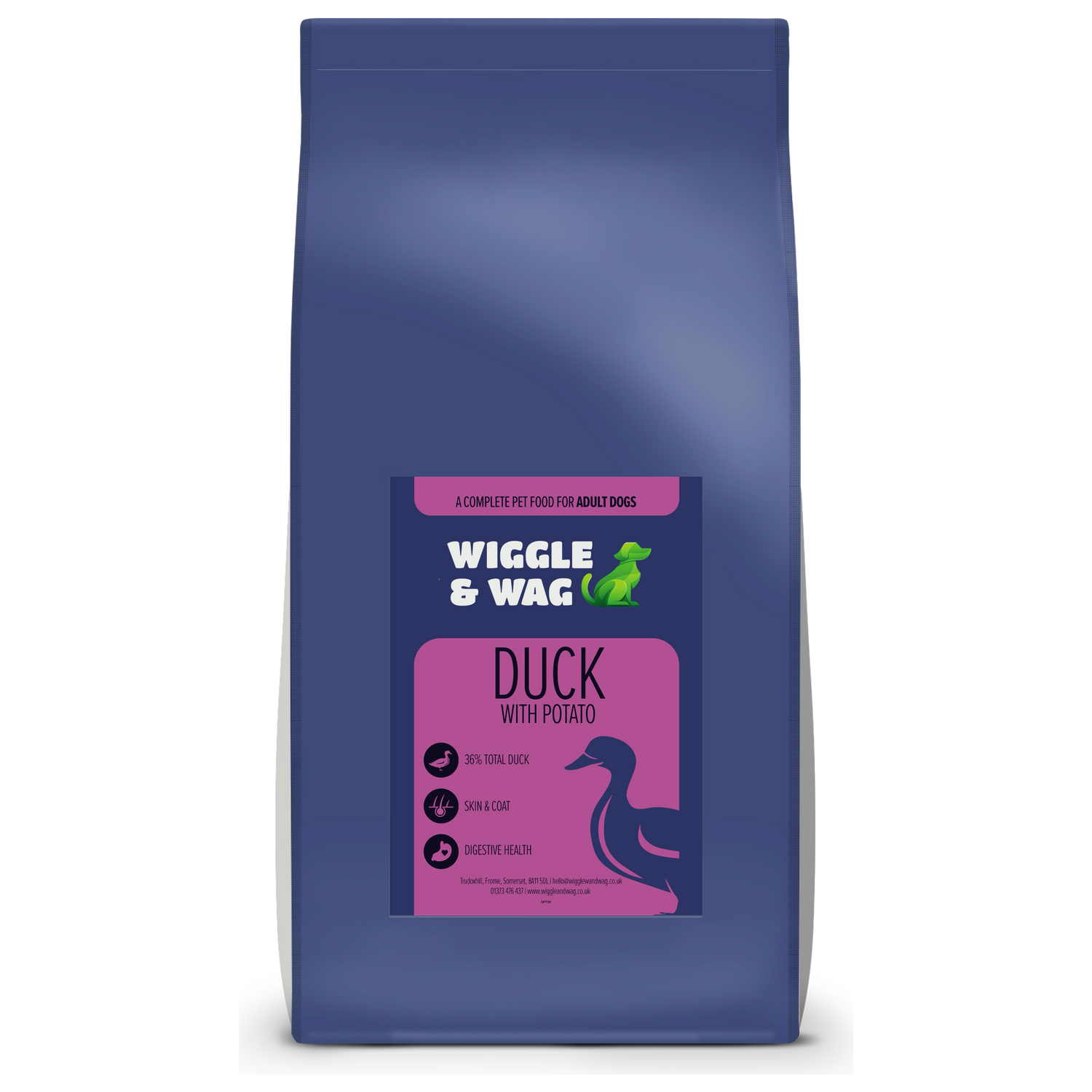 Wiggle and Wag Duck With Potato, Complete Adult Dog Food