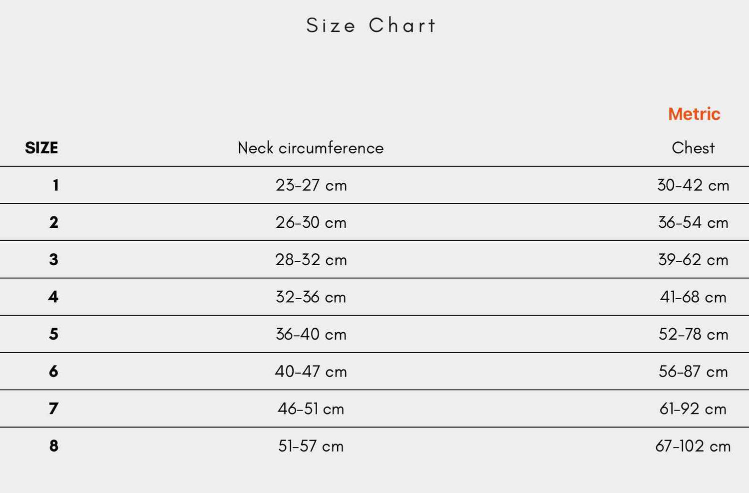 Non-stop dogwear rush harness size chart