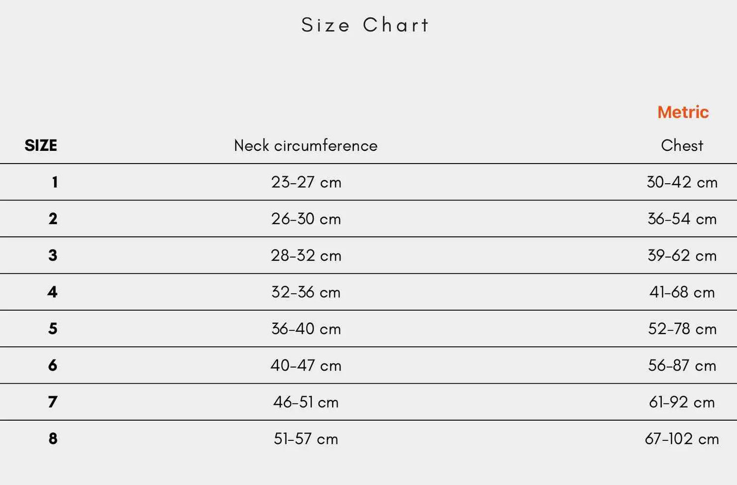 Non-stop dogwear rush harness size chart