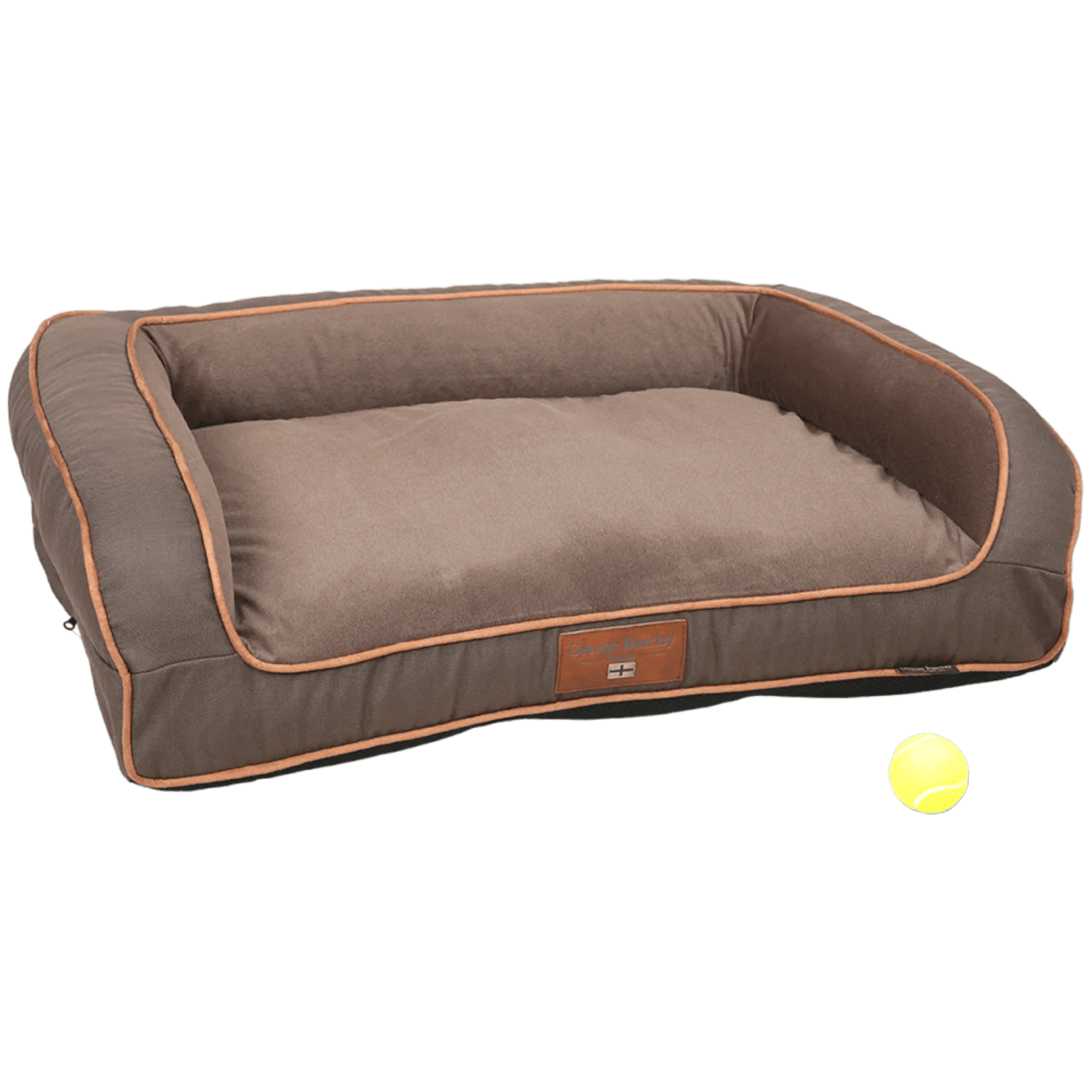 George Barclay Savile Dog Sofa Bed in Tanner's Brown with raised sides and plush cushion, ideal for stylish pet comfort and support.