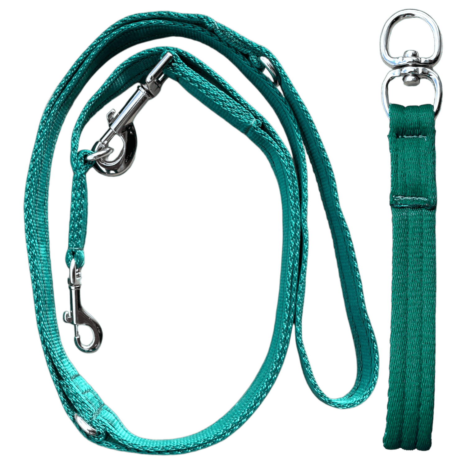 Double Ended Dog Lead With Sliding Swivel Handle - Green
