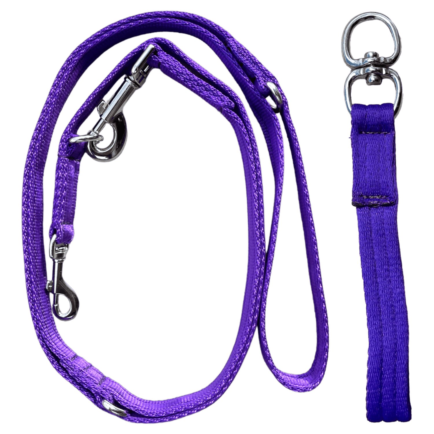Double Ended Dog Lead With Sliding Swivel Handle - Purple