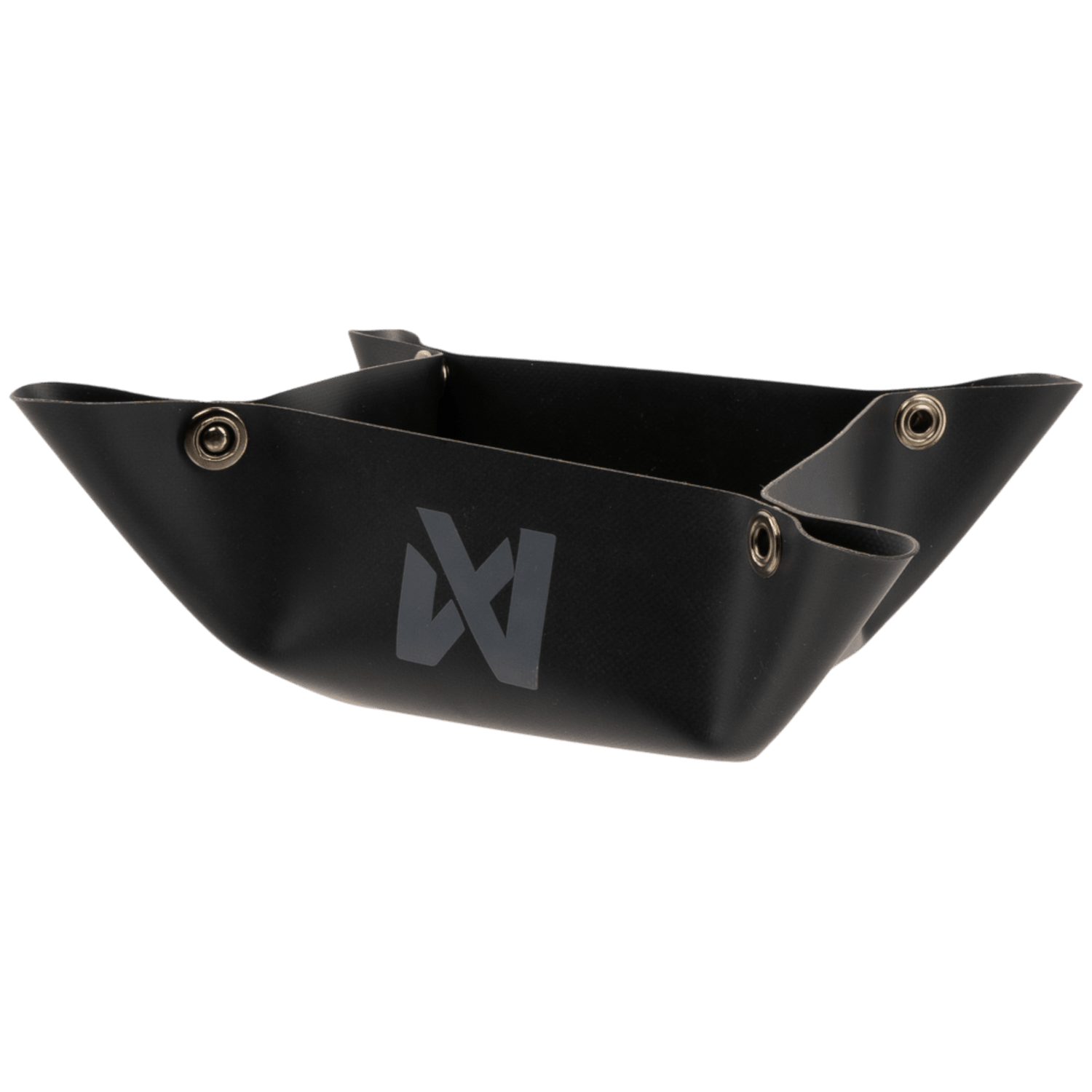 Non-stop dogwear Trekking Bowl - Collapsible Dog Bowl in black with reinforced corners and metal grommets for easy folding, ideal for travel use.