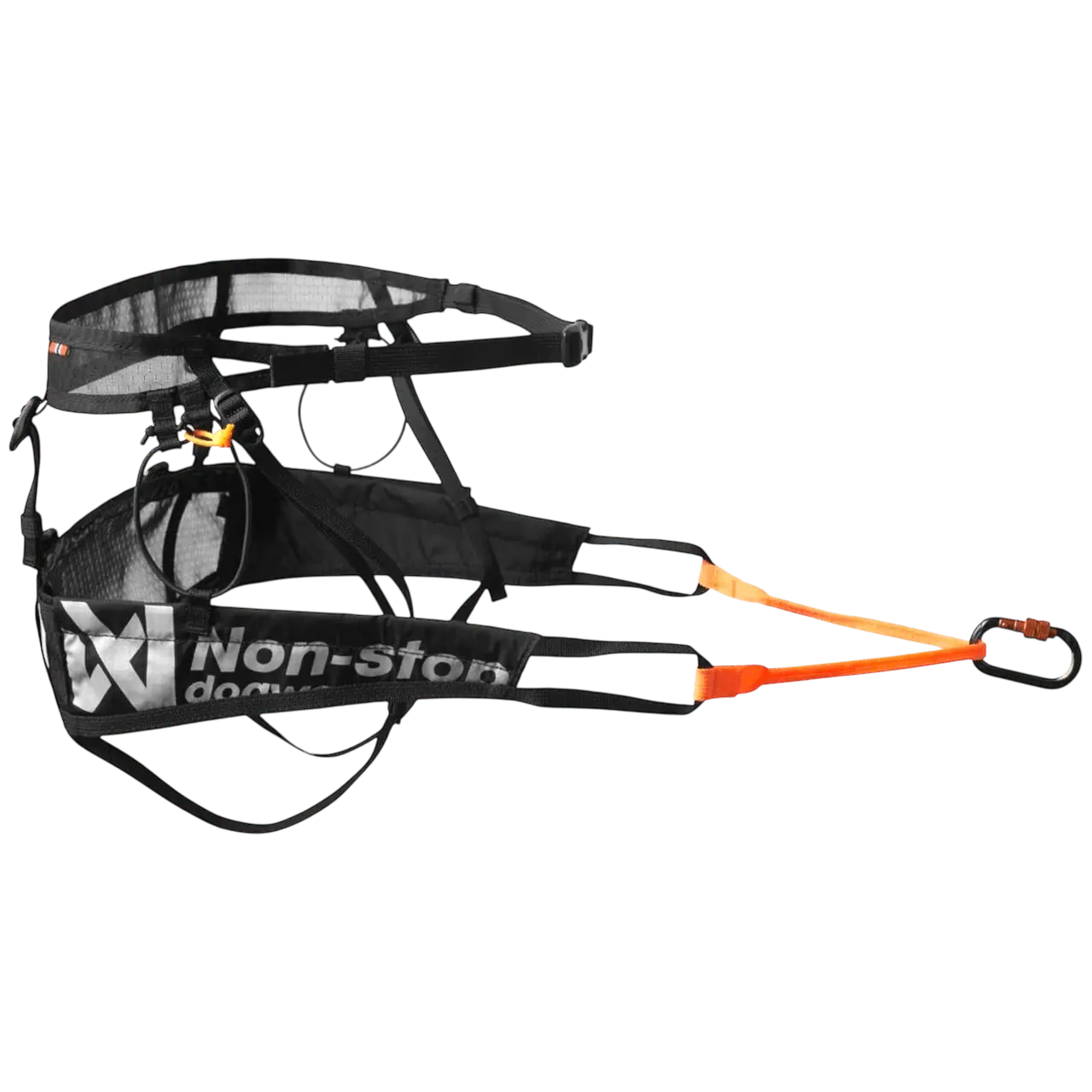 Non-stop Dogwear CaniX Belt Pro ultra light canicross belt.
Non-stop Dogwear CaniX Belt Pro gliding carabiner detail.