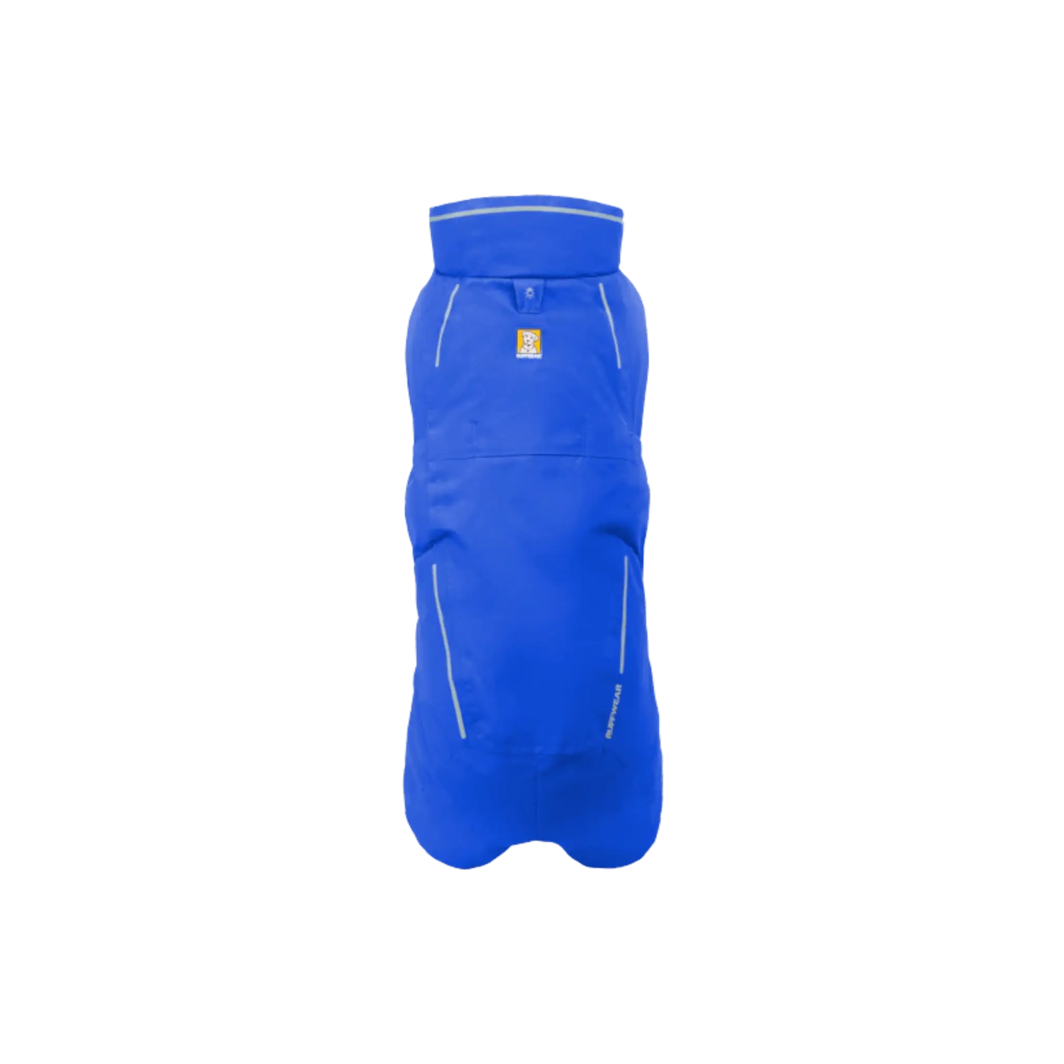 Blue insulated dog coat on a white background