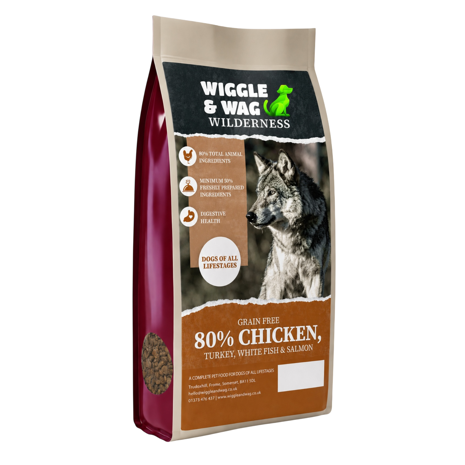 Wilderness Grain Free 80% Chicken Turkey White Fish and Salmon dog food