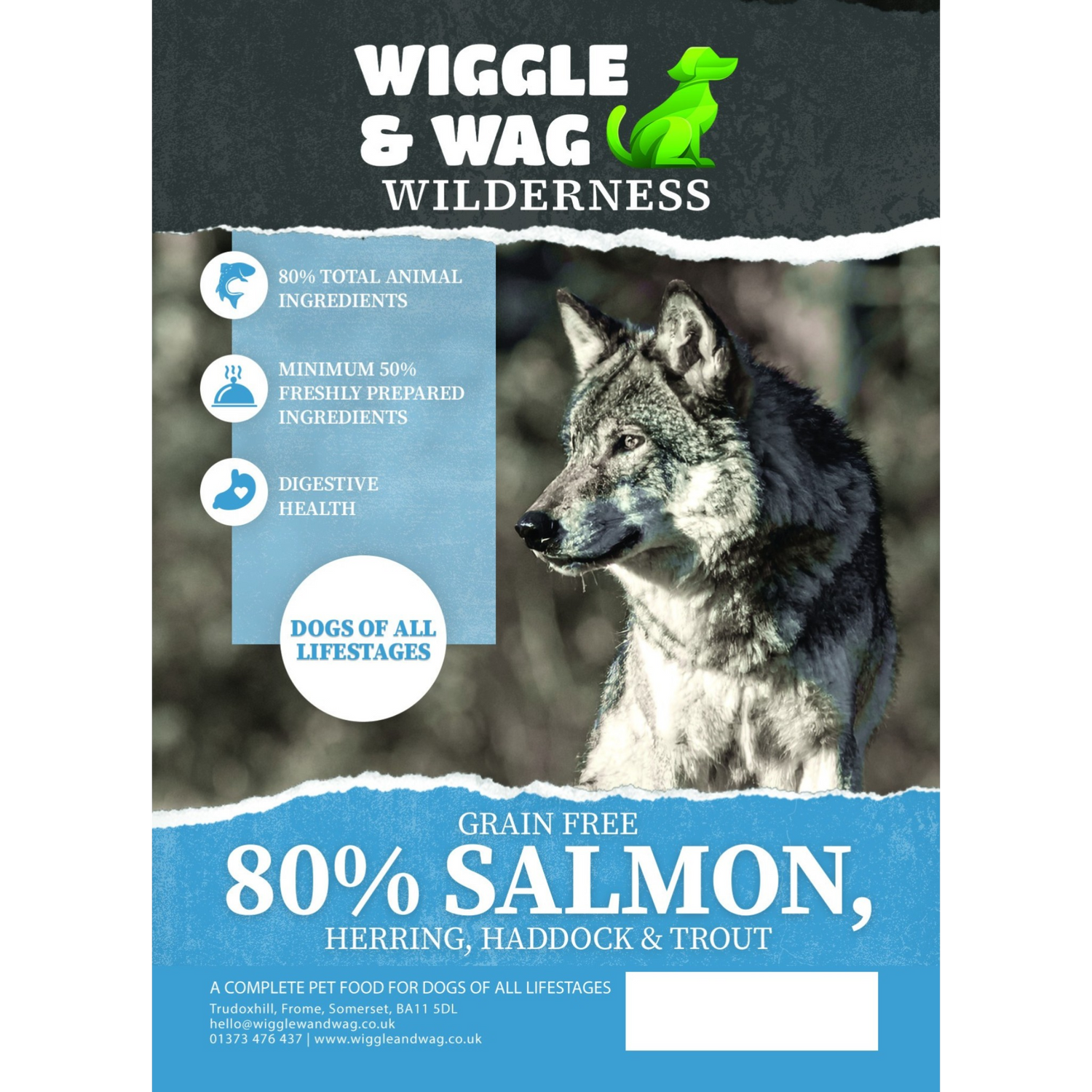 Wilderness Grain Free 80% Salmon Herring Haddock and Trout dog food