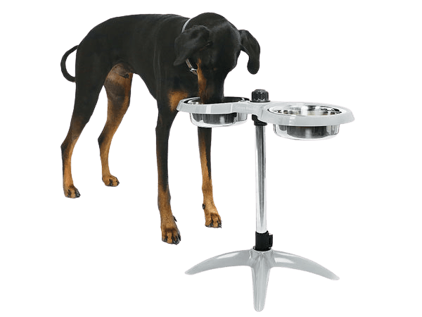 Height Adjustable Double Feeding Dog Bowl - Pebble Grey