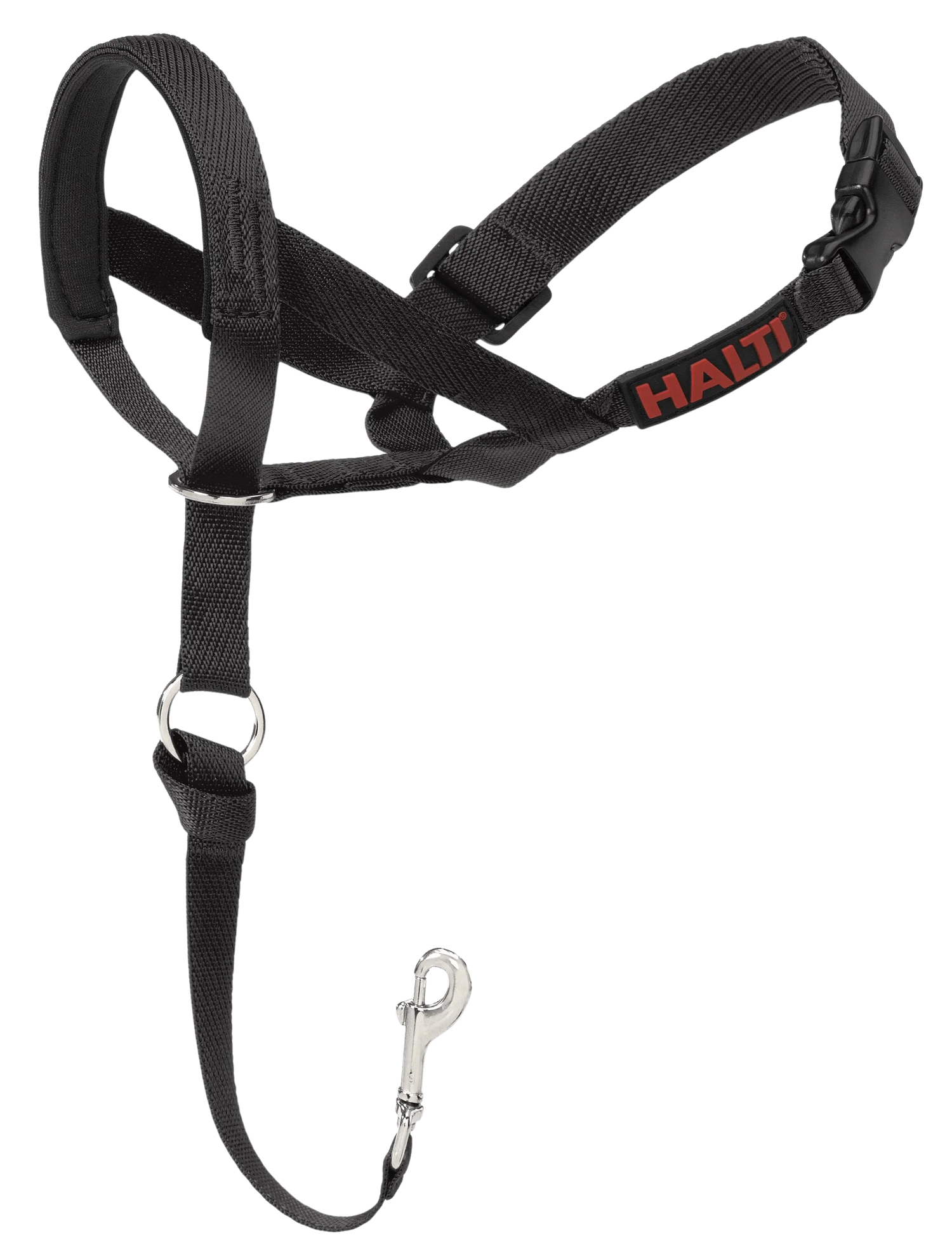 CoA Halti Headcollar Black Size 0 - 5 for dogs, featuring a no-pull design with adjustable straps and secure clip for effective pet training control.