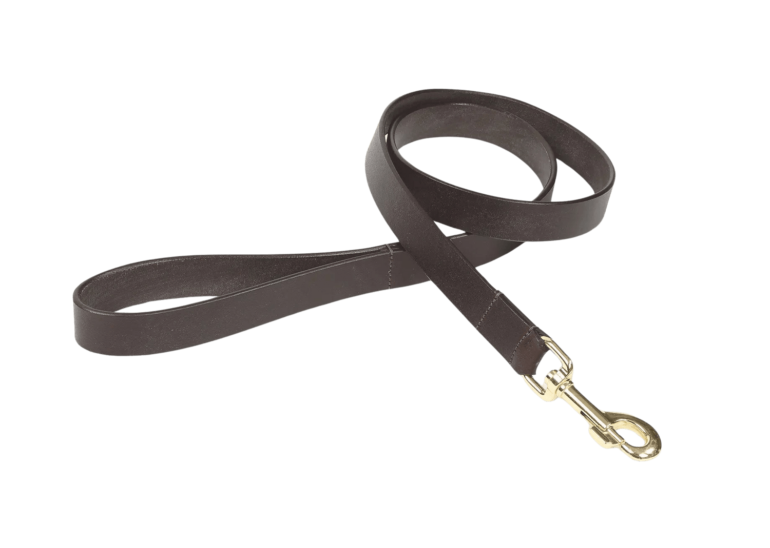 Dark brown Digby & Fox Flat Leather Dog Lead with brass clip, made from full-grain leather for durability and elegant dog walking.