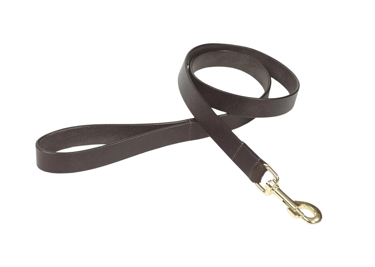 Dark brown Digby & Fox Flat Leather Dog Lead with brass clip, made from full-grain leather for durability and elegant dog walking.