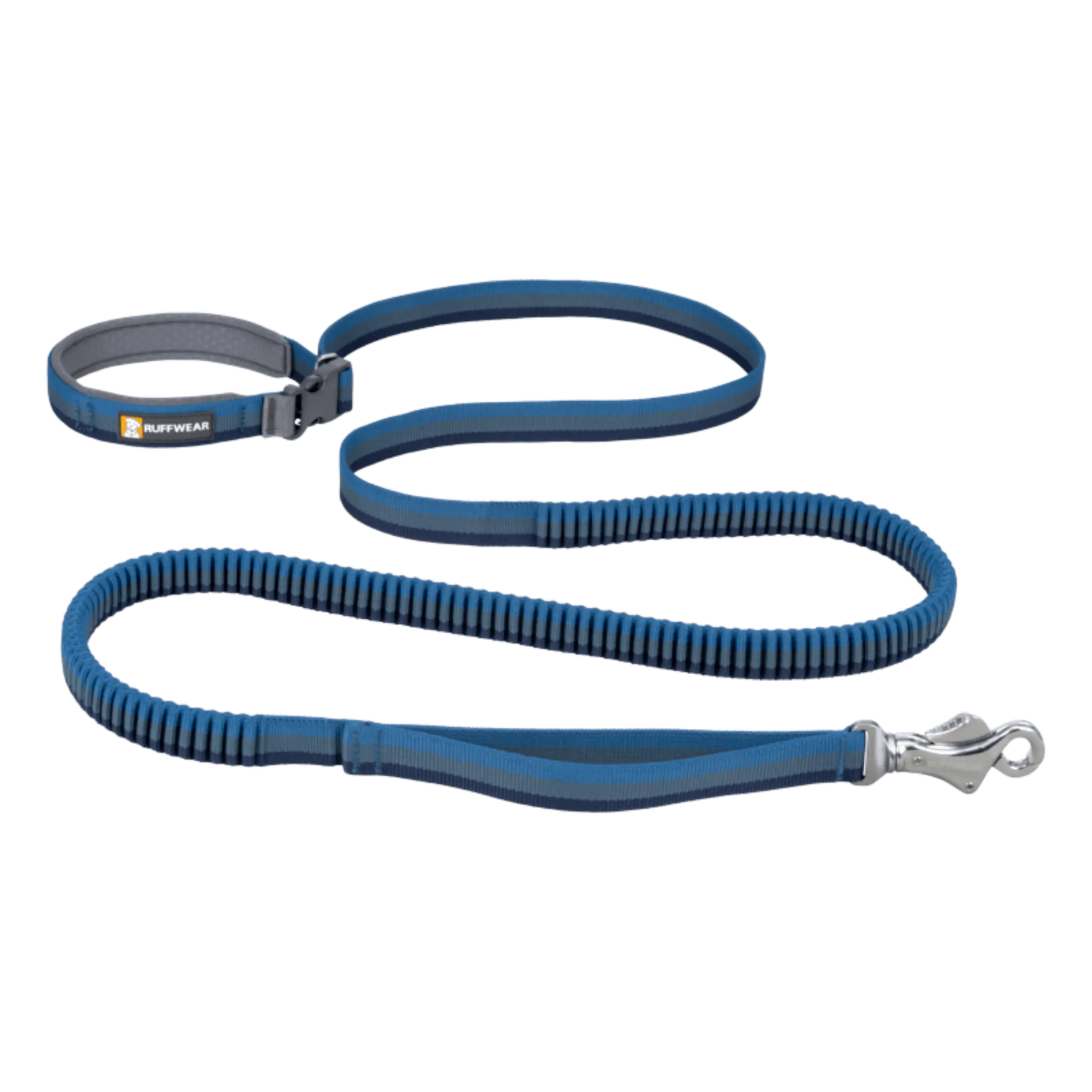 Ruffwear Roamer™ Leash in navy blue with durable elastic webbing and ergonomic handle for hands-free dog walking.