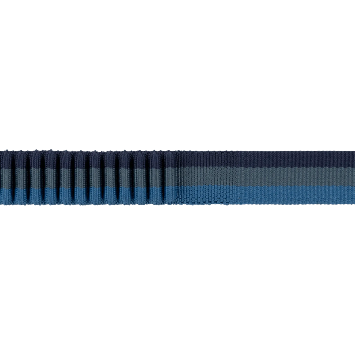 Close-up of Ruffwear Roamer™ Leash stretch-webbing section in blue, highlighting flexibility and shock-absorbing design.