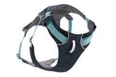 Rear angle of Ruffwear Flagline™ Dog Harness with handle, showing breathable mesh lining and durable construction for rugged terrain.