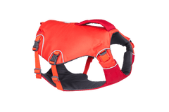 Ruffwear - Confluence Life Jacket in red shown from side angle, highlighting adjustable straps and durable construction for dog water safety.
