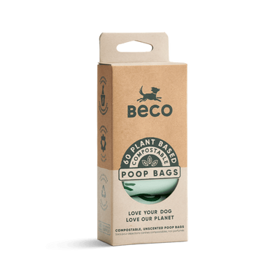 Beco Compostable Poop Bags Unscented 60 Pack Big and Strong