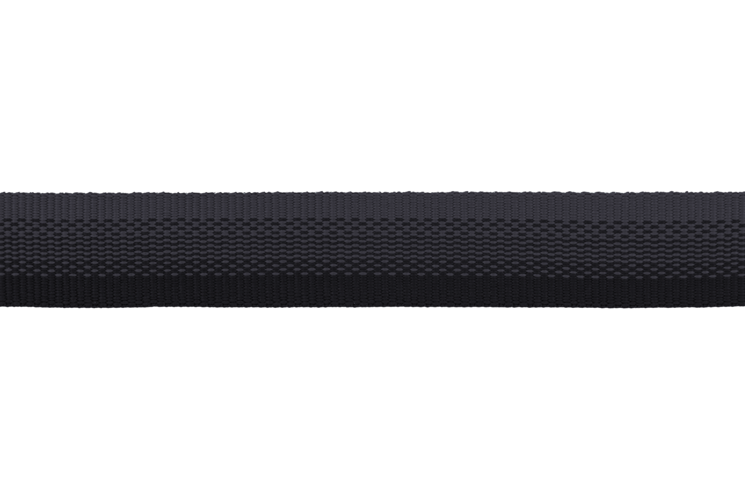 Detailed view of the Ruffwear Front Range™ Dog Collar Tubelok webbing in black, emphasizing its strength and fray-resistant design.