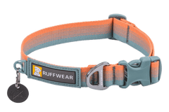 Ruffwear Front Range™ Dog Collar in orange and teal colorway, designed for comfort and durability with a secure metal D-ring.