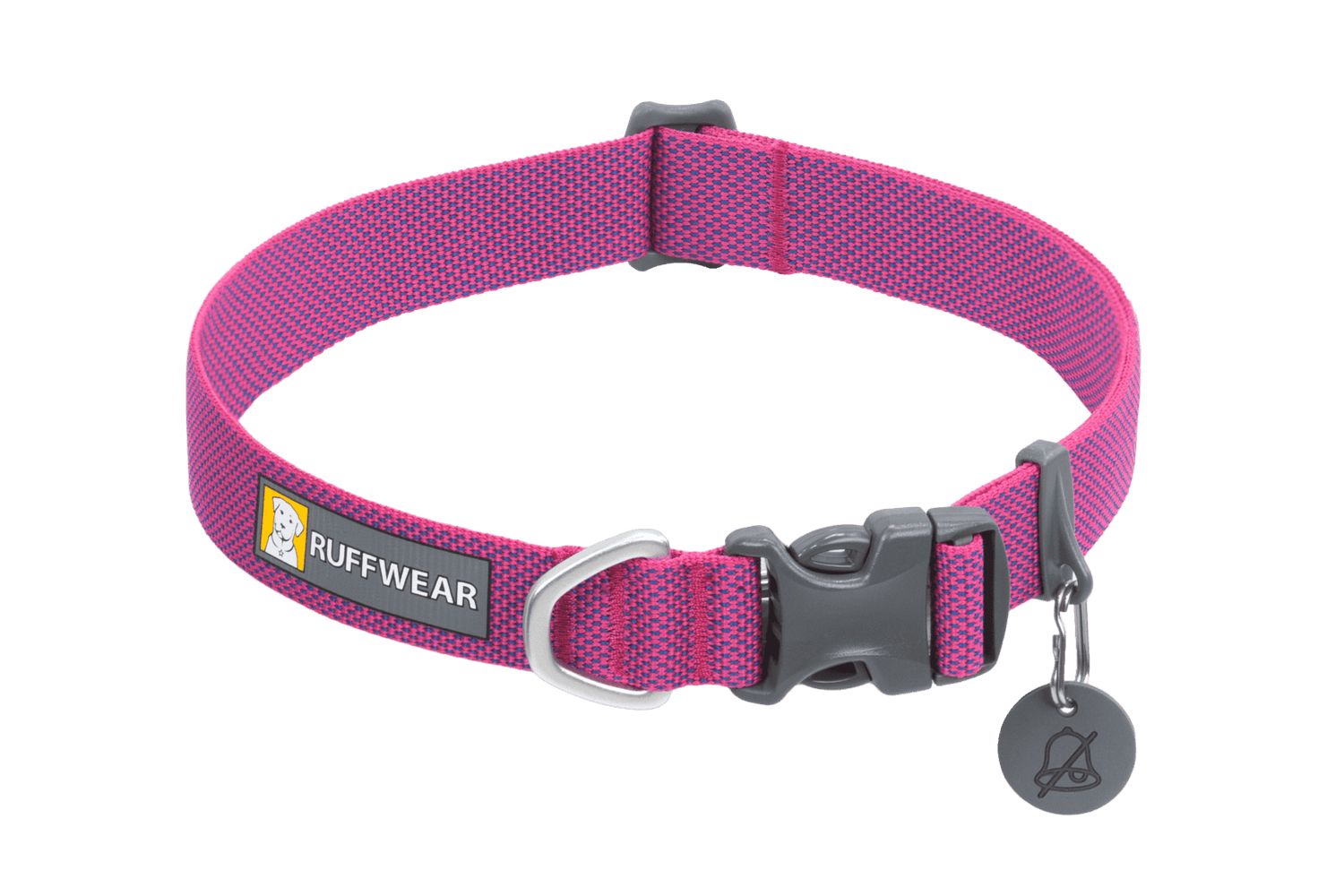 Ruffwear Hi & Light™ Dog Collar in pink with secure side-release buckle and reflective trim, ideal for stylish and active dogs.