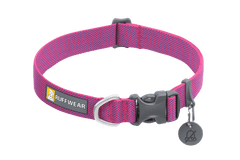 Ruffwear Hi & Light™ Dog Collar in pink with secure side-release buckle and reflective trim, ideal for stylish and active dogs.