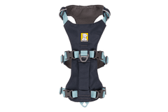 Top view of Ruffwear Flagline™ Dog Harness with handle, highlighting reinforced stitching, padded chest panel, and multiple adjustment points.