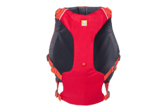 Underside view of Ruffwear - Confluence Life Jacket displaying ergonomic fit and secure buckle system for dog flotation support.