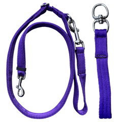 Adjustable Double Ended Dog Lead With Sliding Swivel Handle - Purple