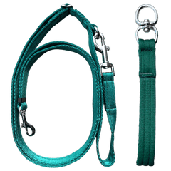 Adjustable Double Ended Dog Lead With Sliding Swivel Handle - Green