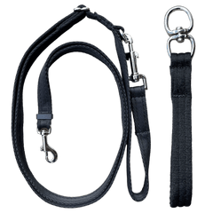 Adjustable Double Ended Dog Lead With Sliding Swivel Handle - Black