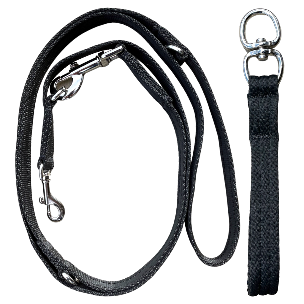 Double Ended Dog Lead With Sliding Swivel Handle - Black