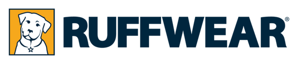 Ruffwear logo with a dog illustration on a yellow background