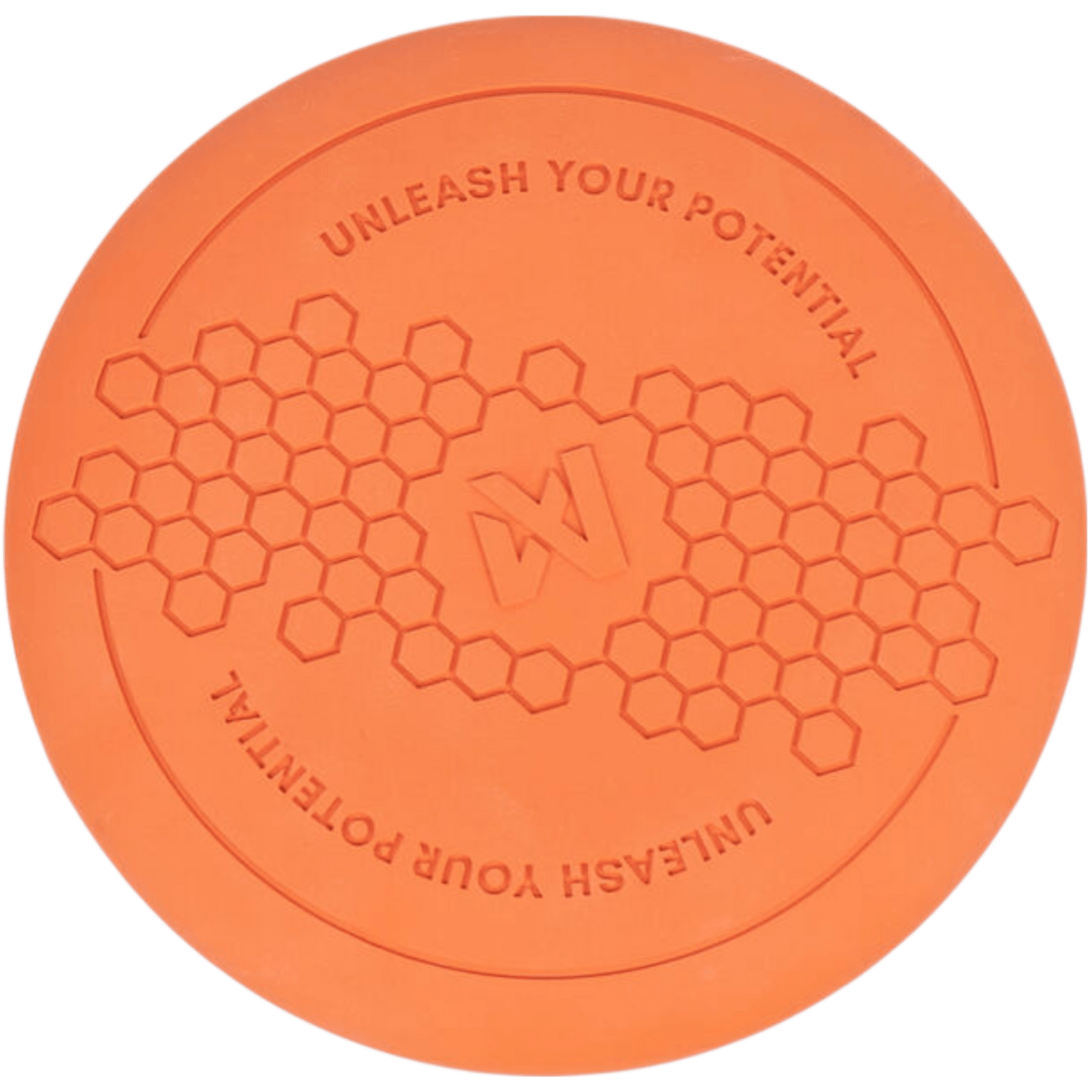 Top view close-up of the orange Non-stop Dogwear Dog Flying Disc showing textured grip pattern