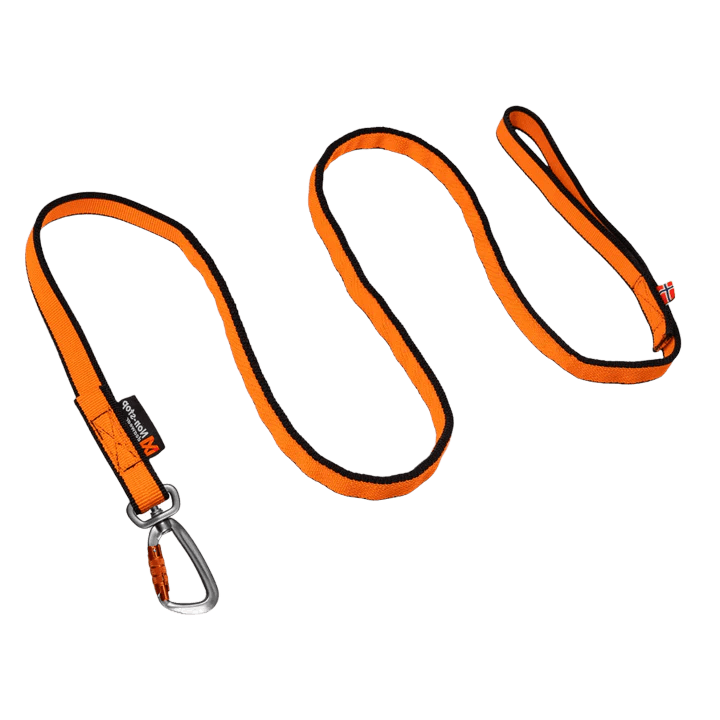 Non-stop Dogwear Bungee Leash in Orange/Black, high-visibility shock-absorbing dog lead for active use, available in 2.0m and 2.8m lengths.