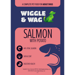 Wiggle and Wag Salmon With Potato, Complete Adult Dog Food