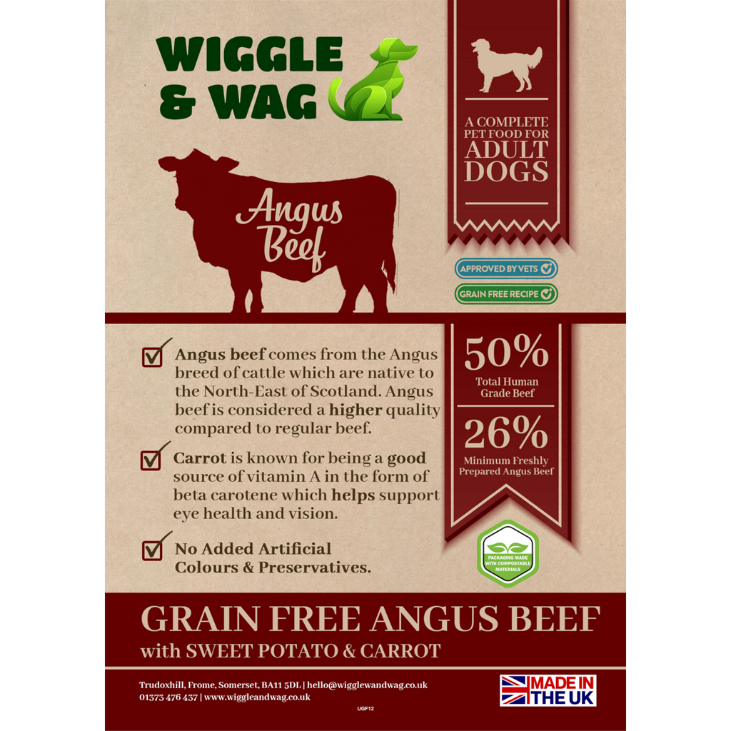 Wiggle and Wag Grain Free Angus Beef With Carrot Complete Adult Dog Food
