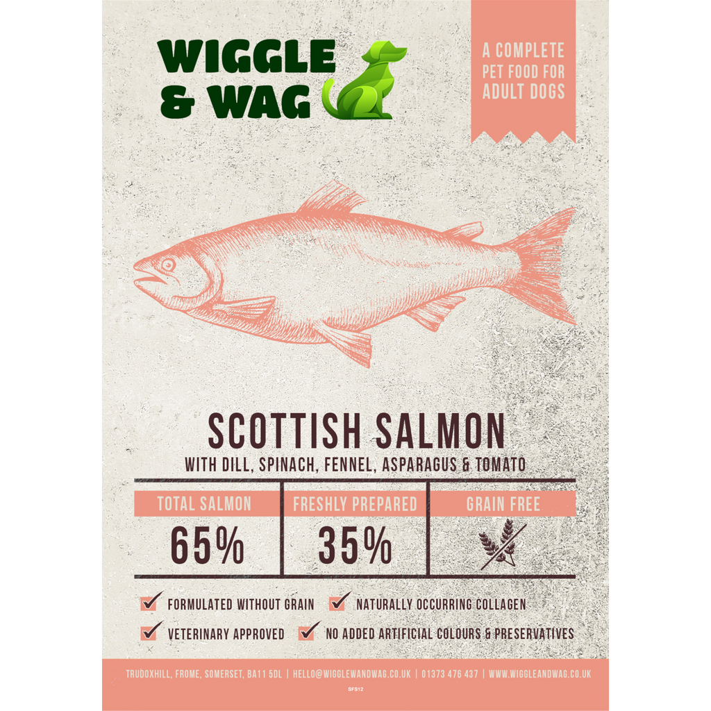 Wiggle and Wag Adult Dog Scottish Salmon with Dill, Spinach, Fennel, Asparagus & Tomato