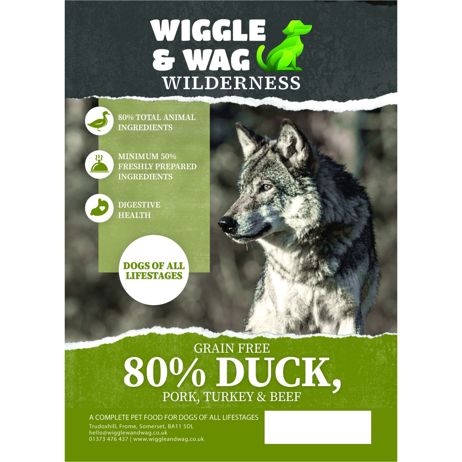 Wilderness Grain Free 80% Duck, Pork, Turkey & Beef Dog Food