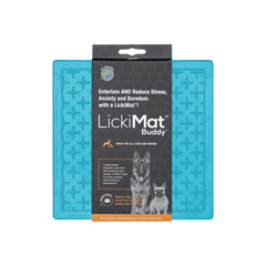 LickiMat® Classic Buddy™ in blue, a boredom-busting pet treat mat that supports calm behavior and healthy digestion in dogs and cats.