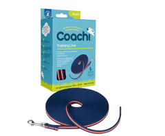 CoA Coachi Training Line Navy & Coral 10m with packaging, ideal for puppy recall training and controlled socialisation during walks.