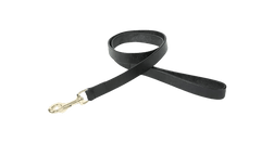 Black Digby & Fox Flat Leather Dog Lead featuring a sturdy brass clasp and smooth leather finish for secure and stylish pet handling.