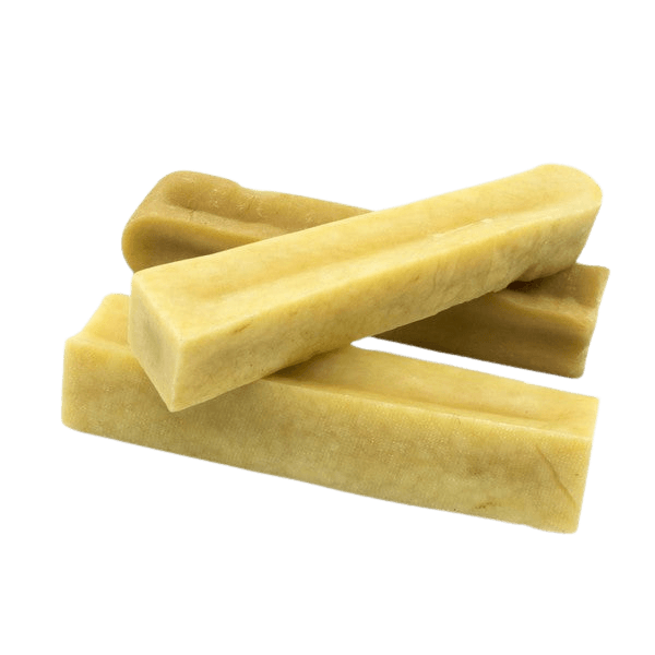 Petello Yak Cheese Dog Chew sticks stacked, showcasing natural texture and handcrafted quality for healthy dog snacking. Ideal for long-lasting chewing.