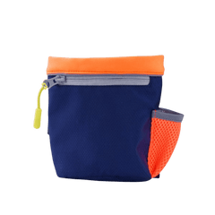 CoA Treat Bag in navy with orange trim and mesh pocket, ideal for dog training and treat storage on walks.