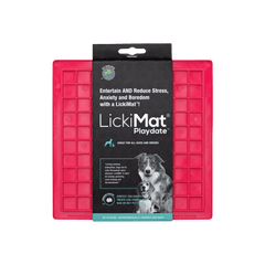 LickiMat® Classic Playdate™ red treat mat for pets, a fun and healthy slow feeder option to keep dogs and cats engaged.