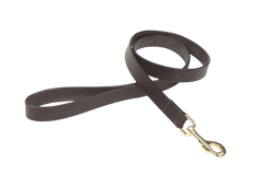 Dark brown Digby & Fox Flat Leather Dog Lead with brass clip, made from full-grain leather for durability and elegant dog walking.