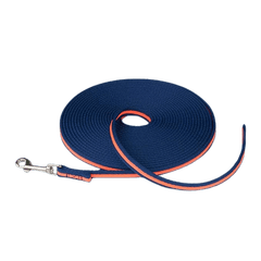 CoA Coachi Training Line Navy & Coral 10m unrolled, featuring a durable clip and soft grip for effective dog training and recall control.