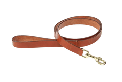 Tan Digby & Fox Flat Leather Dog Lead crafted from high-quality leather with a brass clip, ideal for fashionable and reliable dog walks.