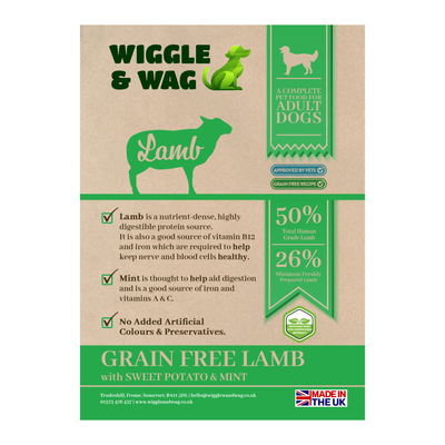 Grain Free Dog Food - Lamb, Sweet Potato & Mint, Complete adult dog food