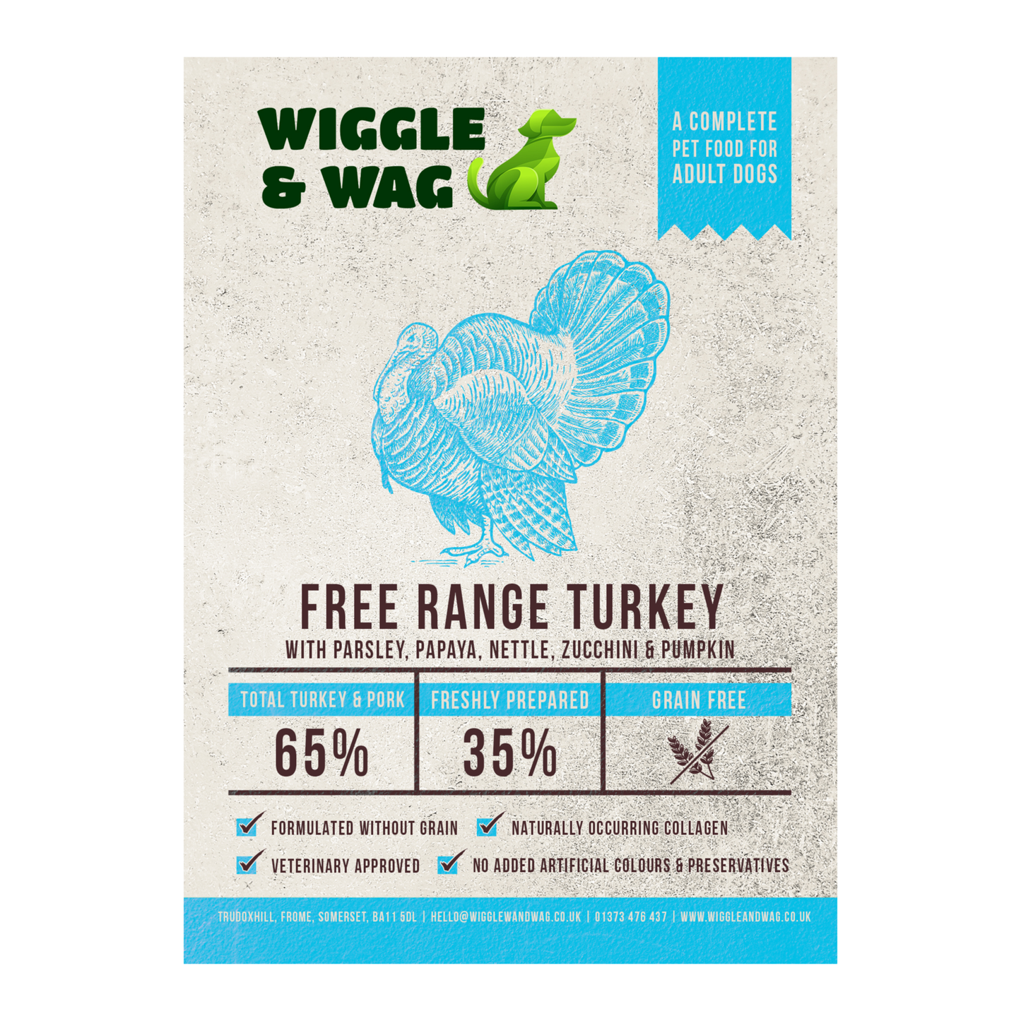Grain Free Dog Food  Free Range Turkey, Complete adult dog food